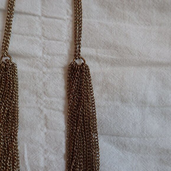 Gold Bronze Layered Statement Necklace - Picture 3 of 3